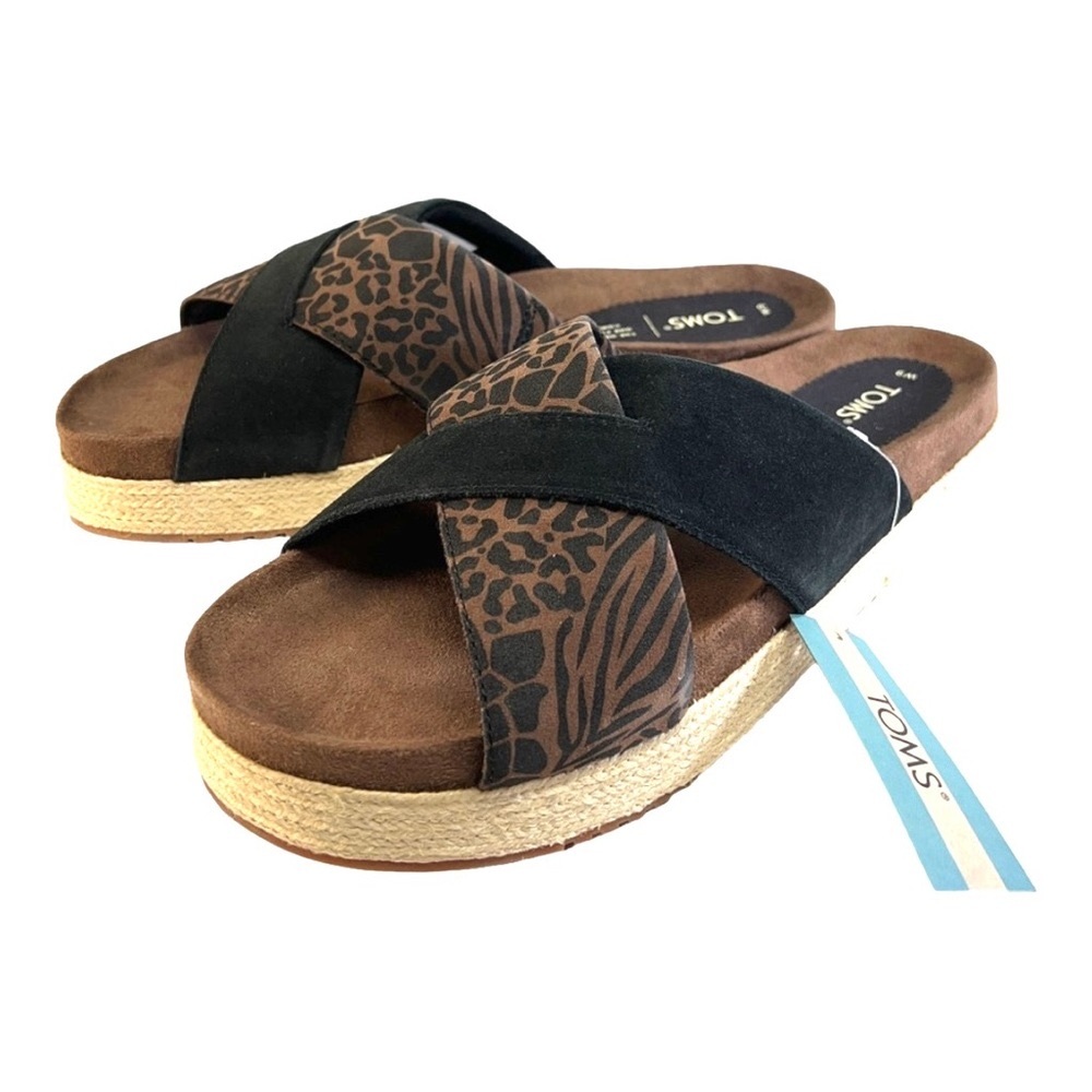 TOMS Leopard Zebra Giraffe Print Platform Sandals  NWT and BOX SZ 9W